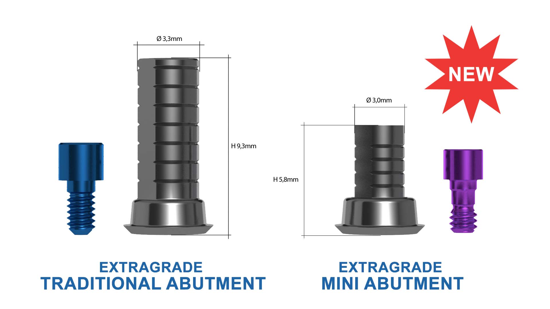 Traditional and mini extragrade titanium abutment