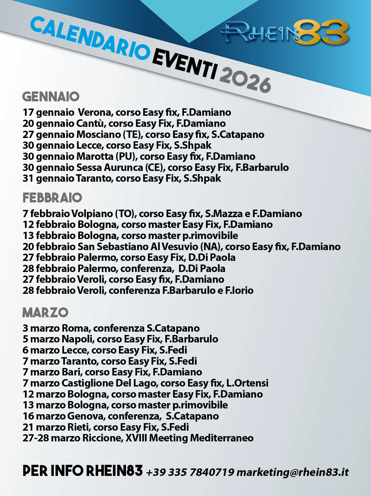 Calendario corsi Rhein83