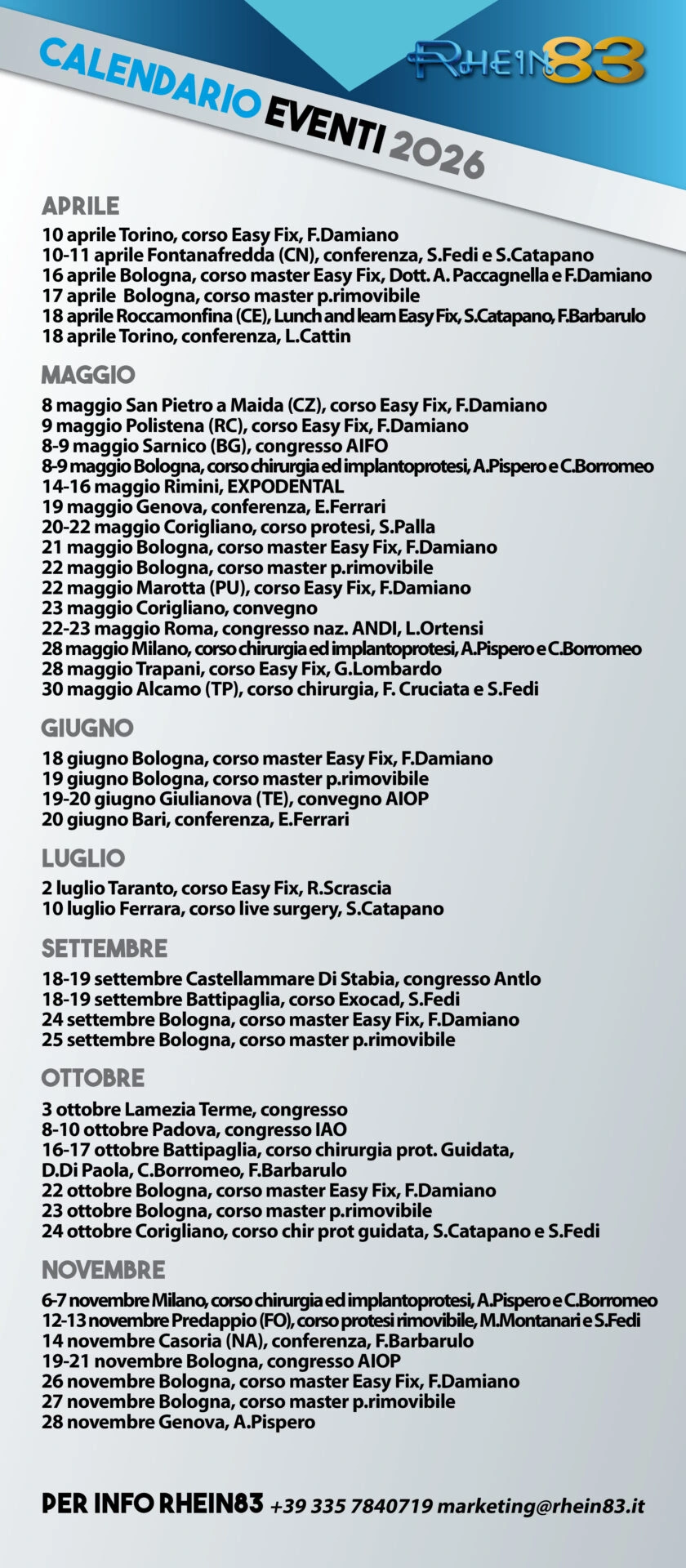 Calendario corsi Rhein83