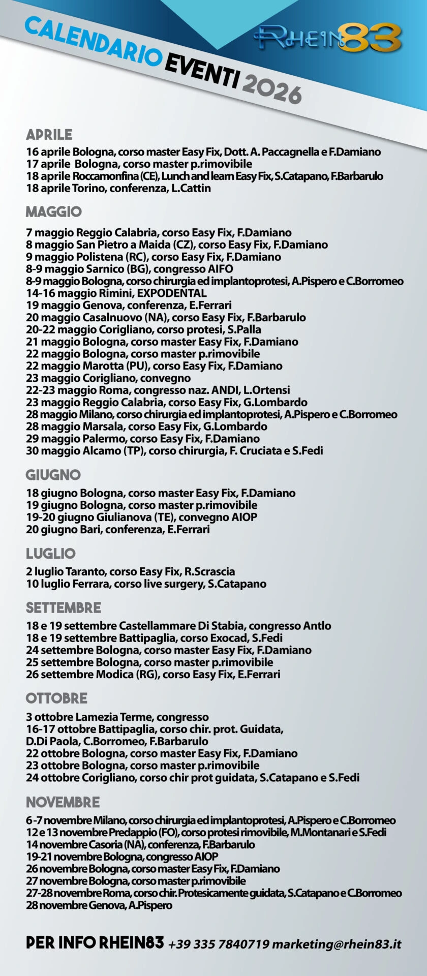 Calendario corsi Rhein83